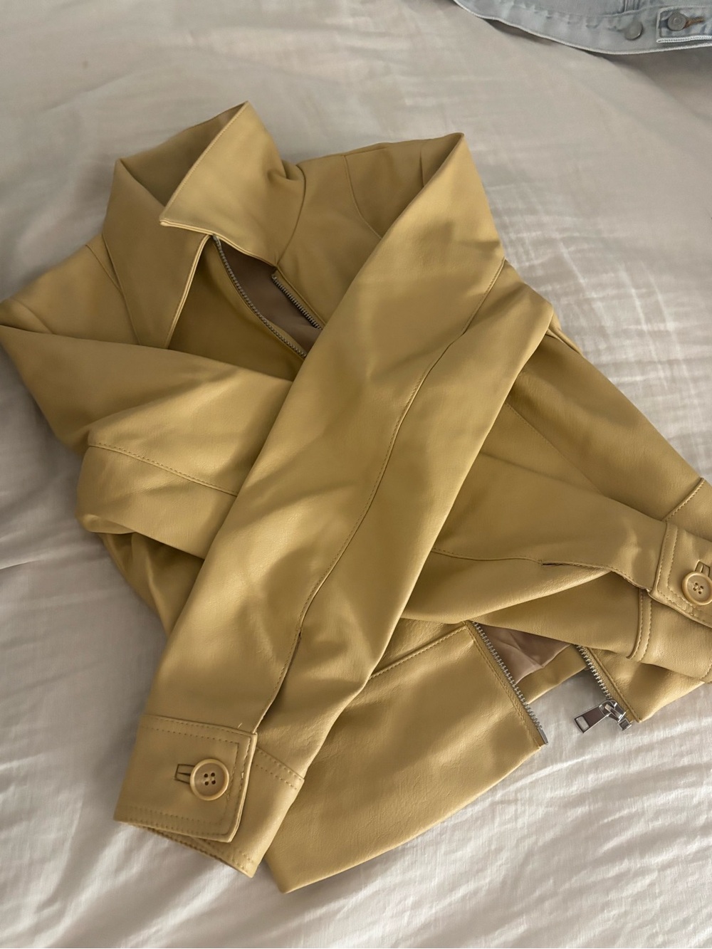 silence + noise Mustard Faux Leather Zip Jacket